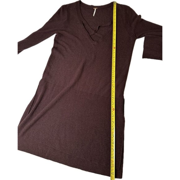 Free People Crisscross Tunic Sweater Small Mocha Brown Boho Long Sleeve - Picture 9 of 9
